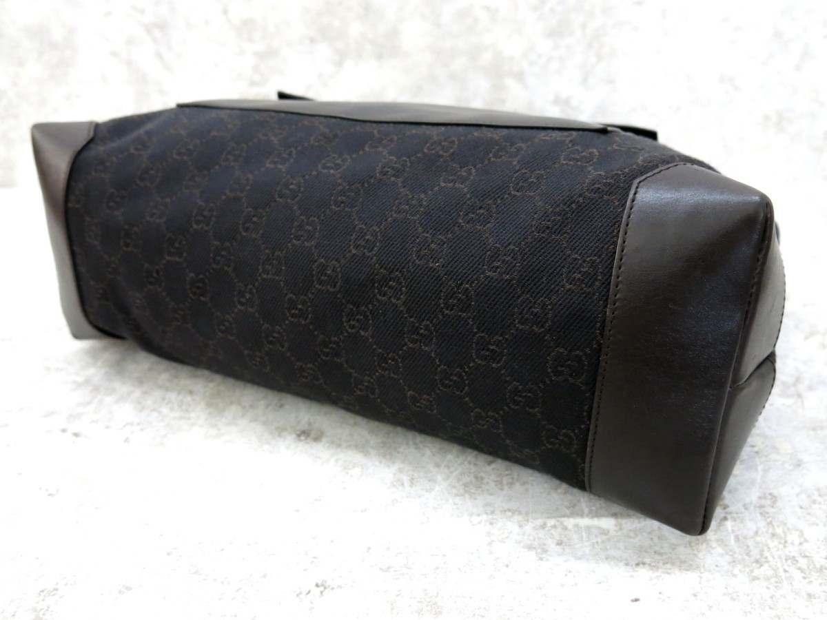 □極美品□GUCCI グッチ□メンズ□GGキャンバス カーフ レザー 本革