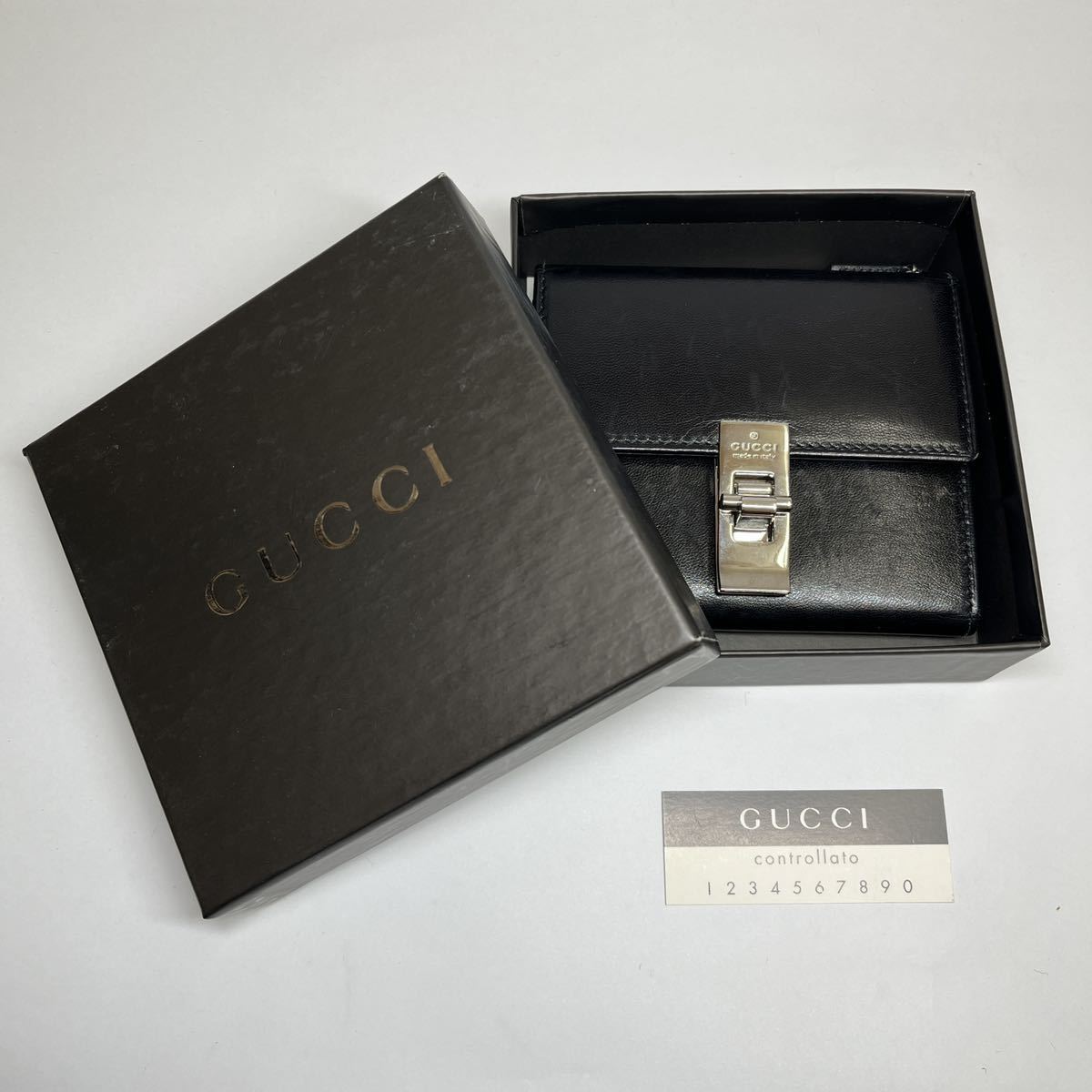 大注目】 未使用品 GUCCI 二つ折り財布 233102 ダークブラウン 451