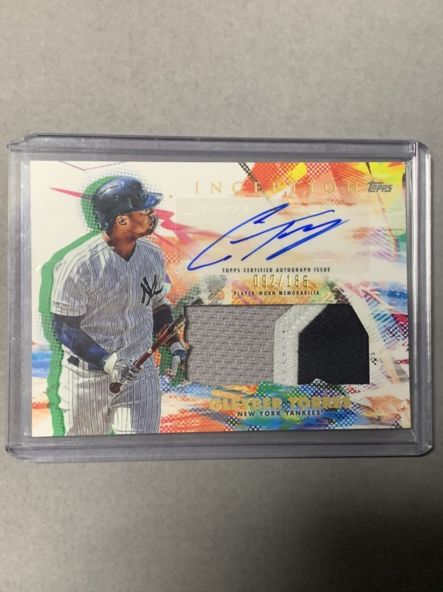 2020 topps inception gleyber torres patch auto /186 良patch-