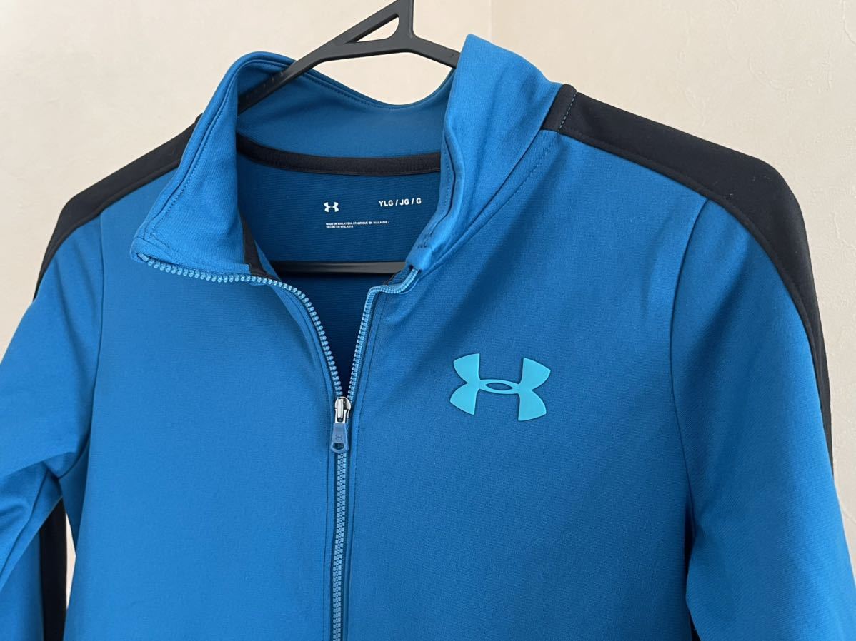 超美品 UNDER ARMOUR(アンダーアーマー)防寒 裏起毛 ジャケット YLG(150cm)使用３回 ブルー コールドギア 長袖 キッズ スポーツ (株)ドーム