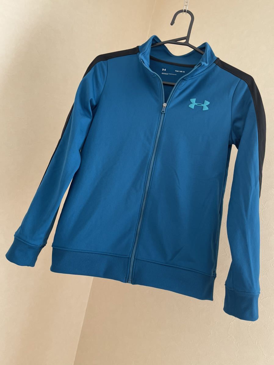 超美品 UNDER ARMOUR(アンダーアーマー)防寒 裏起毛 ジャケット YLG(150cm)使用３回 ブルー コールドギア 長袖 キッズ スポーツ (株)ドーム