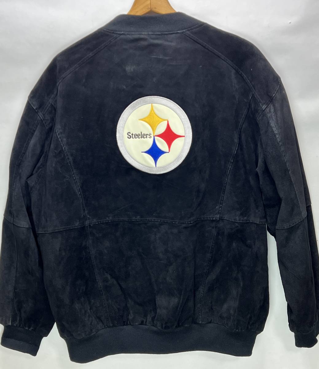 NFL Steelers オールレザー スタジャン◆リーボック◆XL◆スウェード◆ピッツバーグ スティーラーズ◆Reebok◆USA購入_画像2