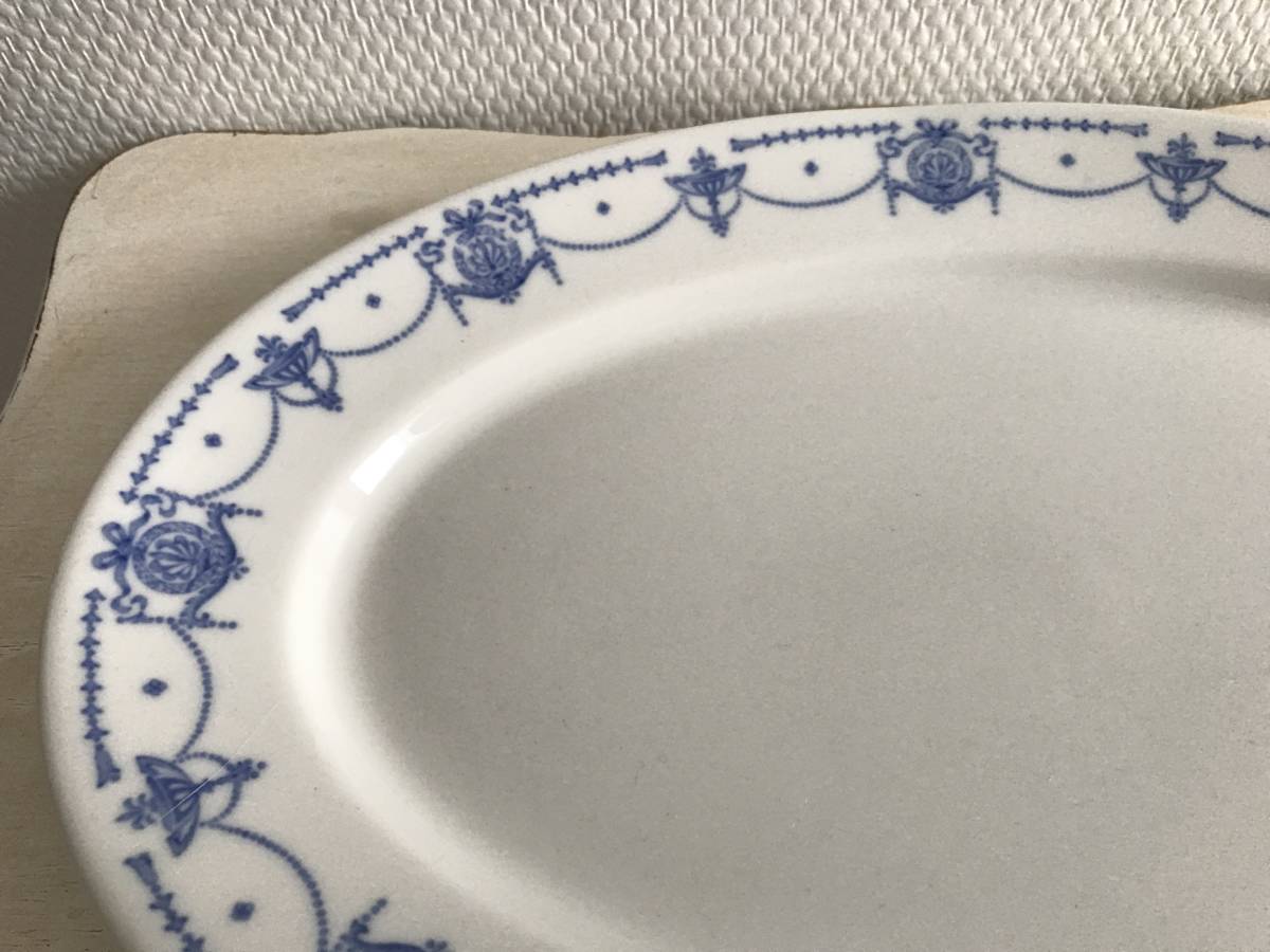 オーバル　　プレート　皿　リボン　ブルー　サングミンヌ　アビランド　フランス　アンティーク　蚤の市_画像2