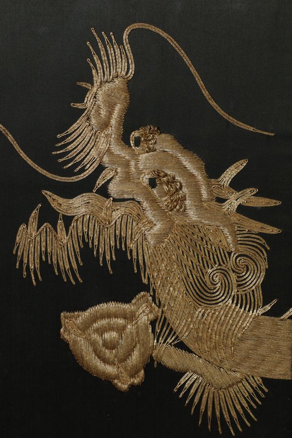 中国美術品 Yahoo!オークション - 【LIG】中国美術 清朝期 金駒刺繍 龍図四