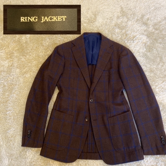 ☆美品☆リングヂャケットRING JACKET 44 ブラウン ウィンドゥペン 本