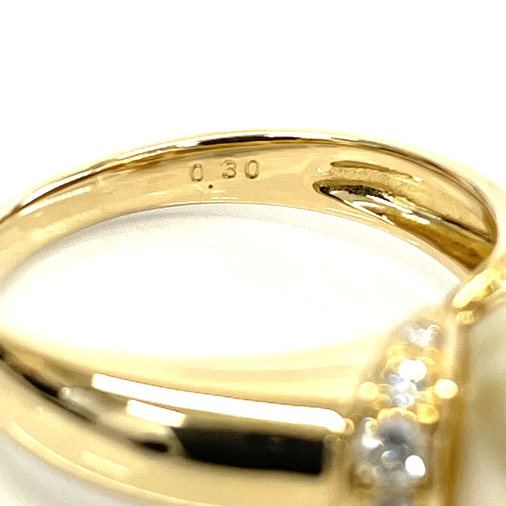 K18 パール ダイヤ リング 12号 ゴールド 真珠10mm ダイヤ0.30ct 指輪