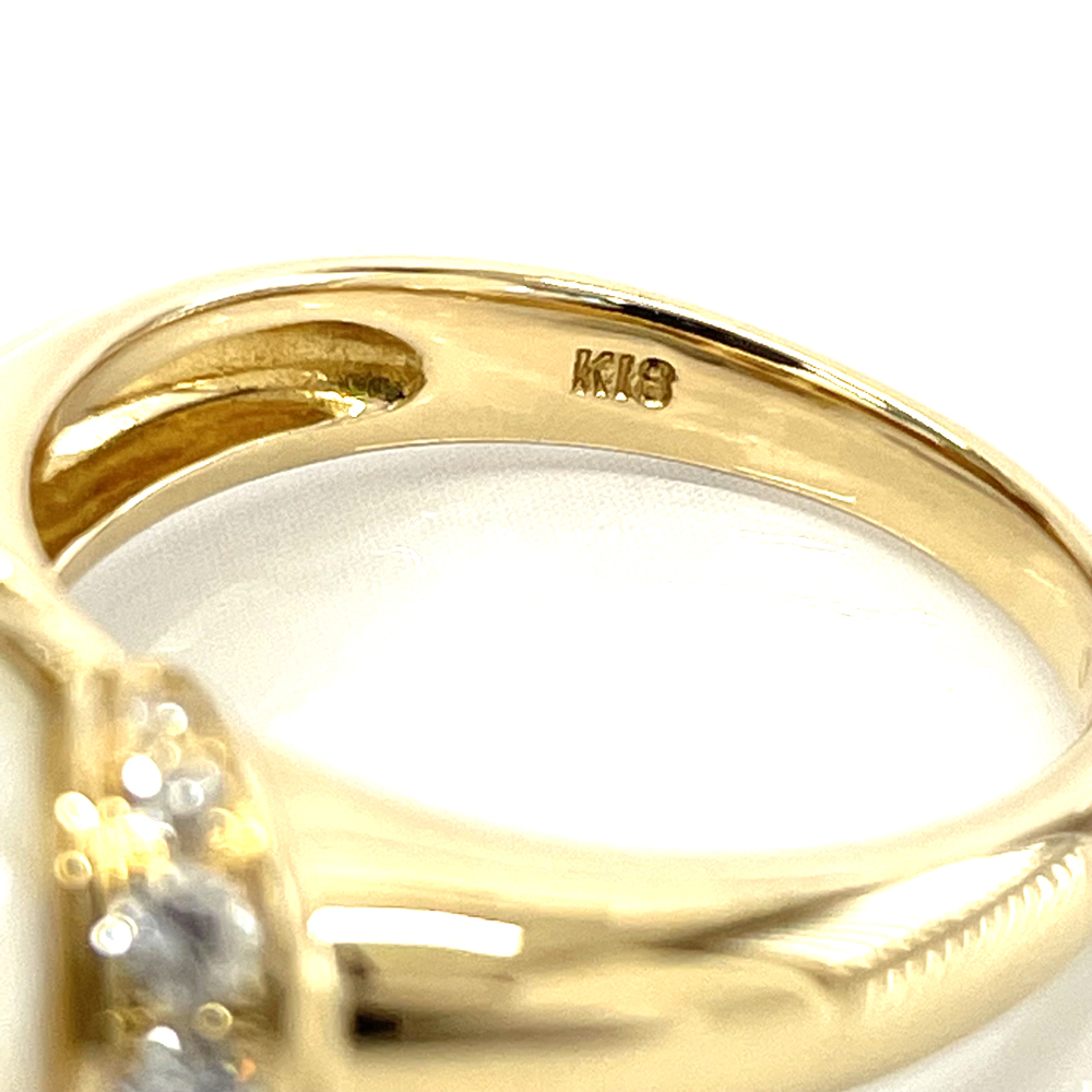 K18 パール ダイヤ リング 12号 ゴールド 真珠10mm ダイヤ0.30ct 指輪