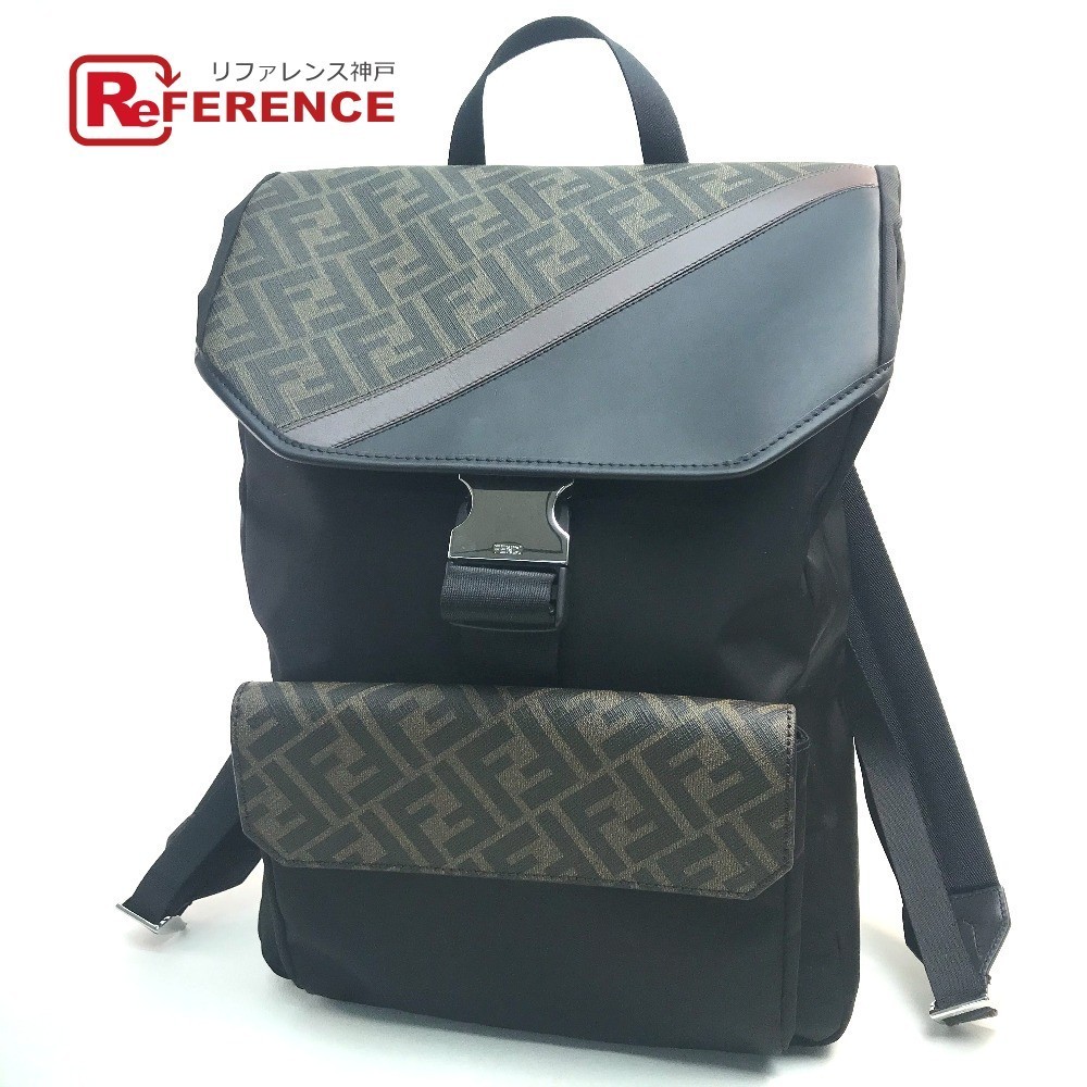  as good as new FENDI Fendi 7VZ045 Zucca FF pattern backpack rucksack Day Pack nylon / leather 