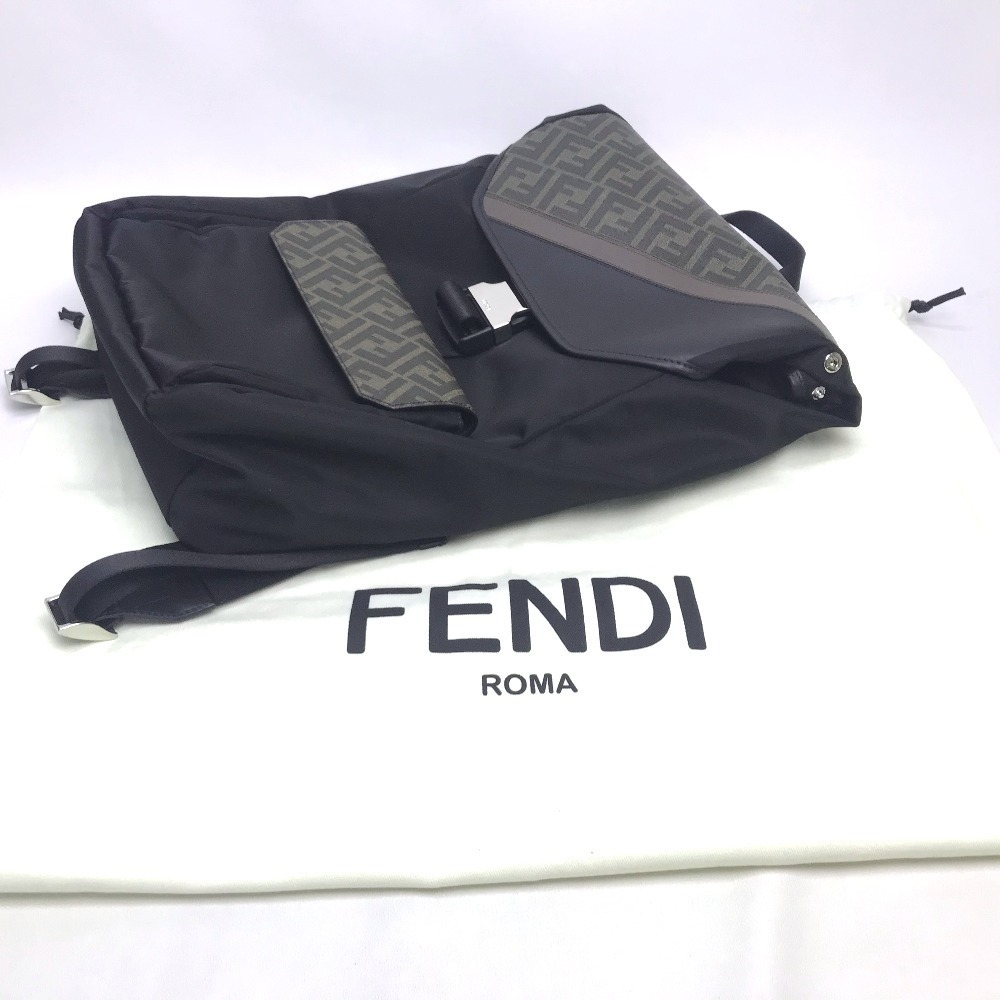  as good as new FENDI Fendi 7VZ045 Zucca FF pattern backpack rucksack Day Pack nylon / leather 