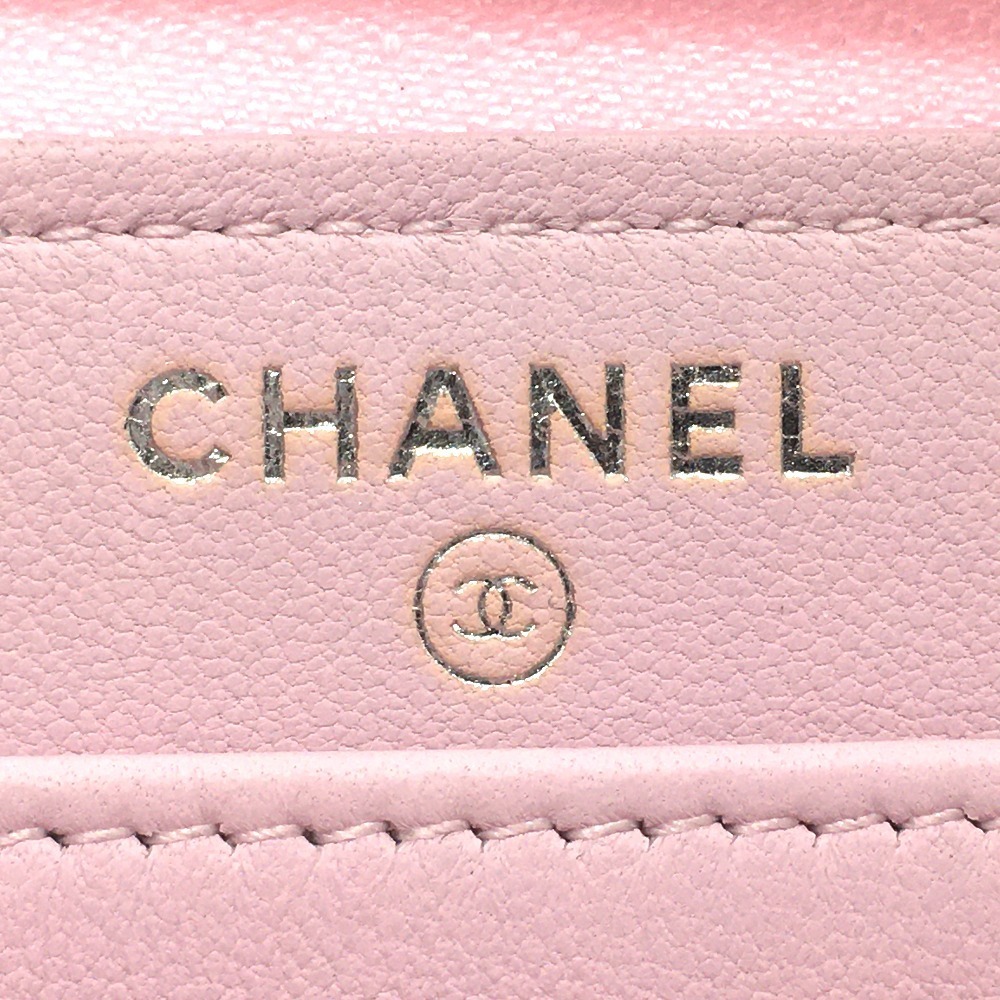 CHANEL シャネル CCココマーク マトラッセ ラウンドファスナー 長財布 カーフレザー レディース ピンク_画像10