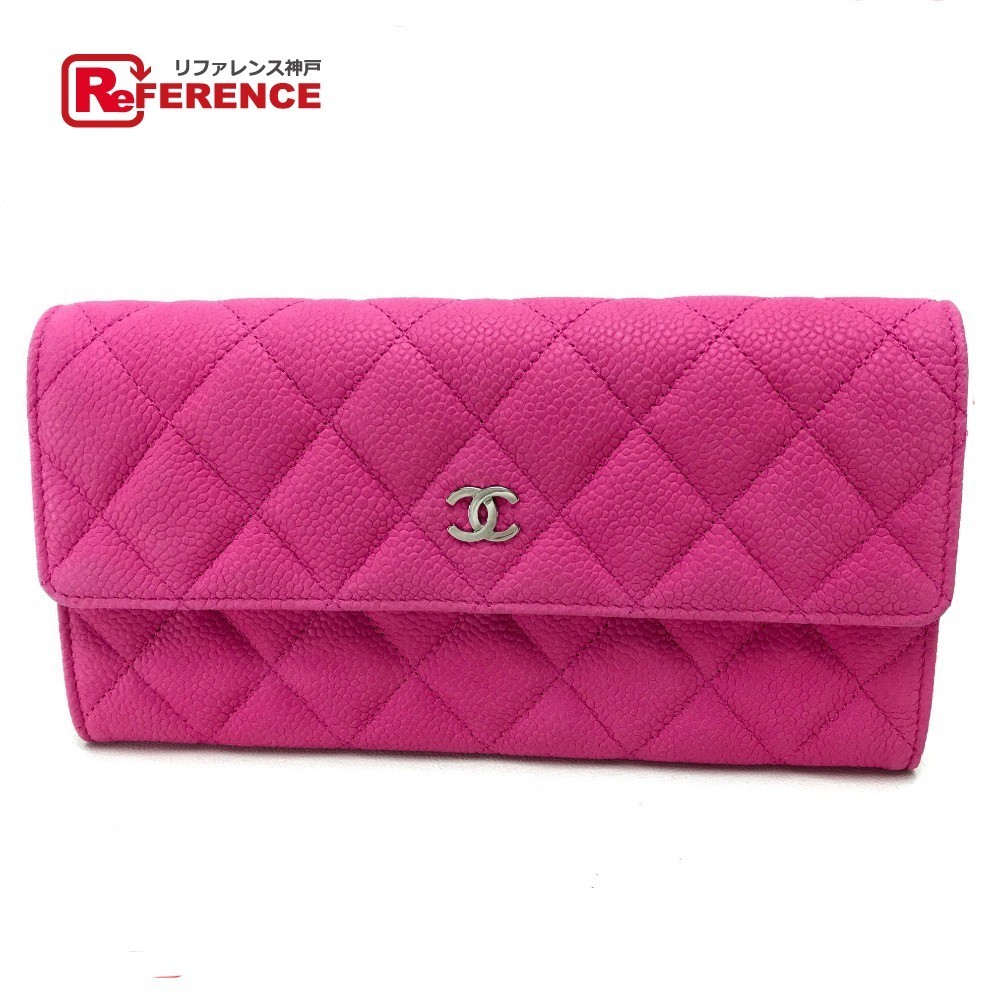 CHANEL シャネル A50096 長財布 CC ココマーク マトラッセ 長財布 ソフトキャビアスキン ピンク レディース_画像1