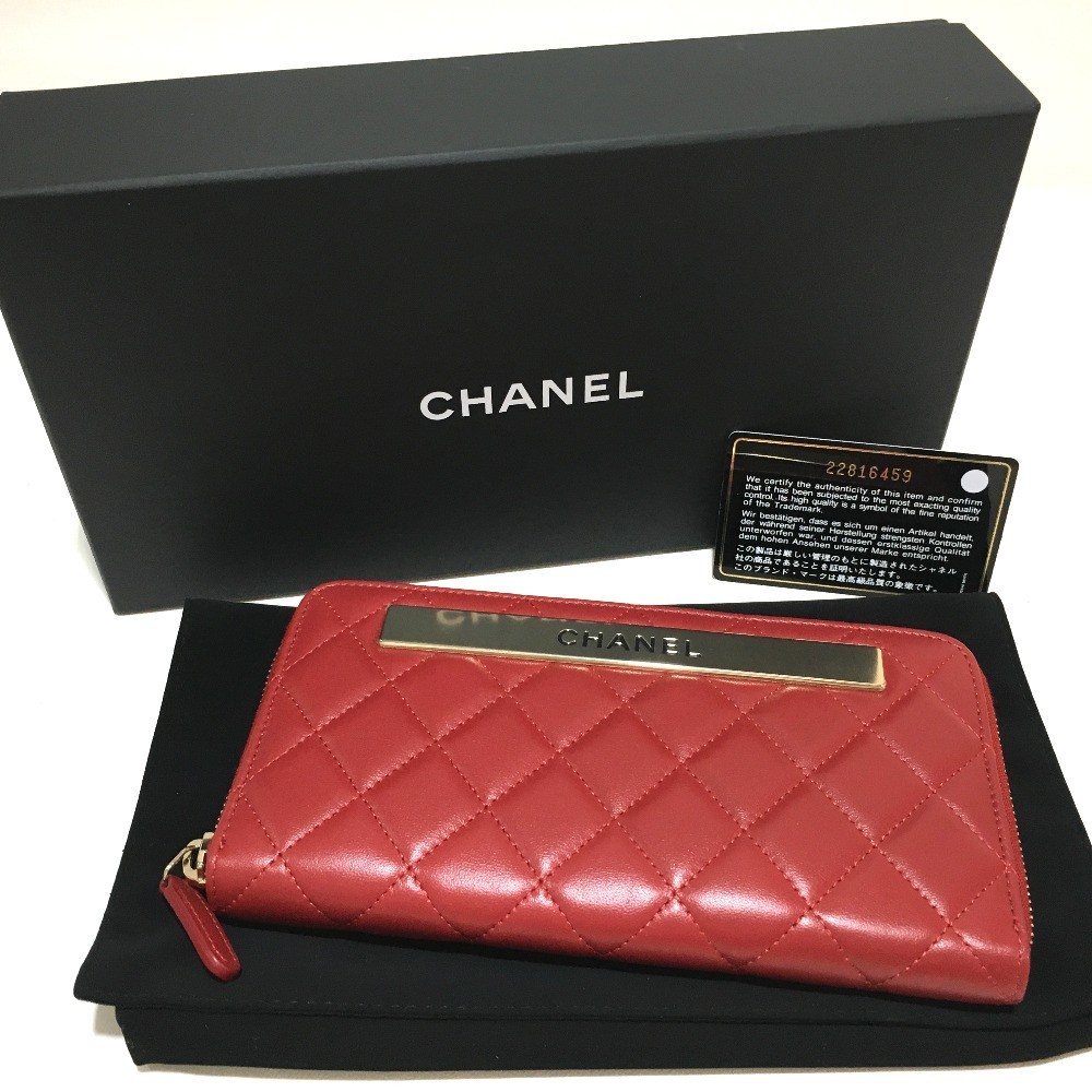未使用 CHANEL シャネル A80979 ロゴプレート マトラッセ 長財布 あり レッドゴールド金具 レディース_画像7