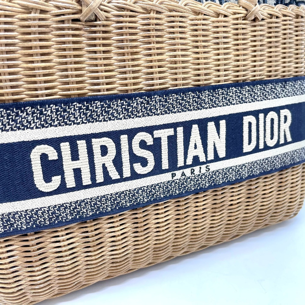 新品同様 Dior ディオール オブリーク トロッター かごバッグ /ストロー/ジャカード&ナチュラルウィッカー 5