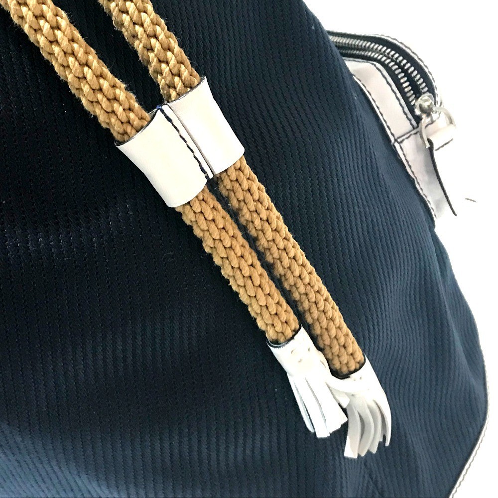 LOEWE ロエベ 2WAY ショルダーバッグ ハンドバッグ 巾着 フリンジ キャンバスレザー レディース_画像8