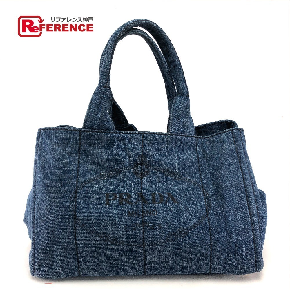 最安値】 スモールトートバッグ B1877B プラダ PRADA DENIM(デニム