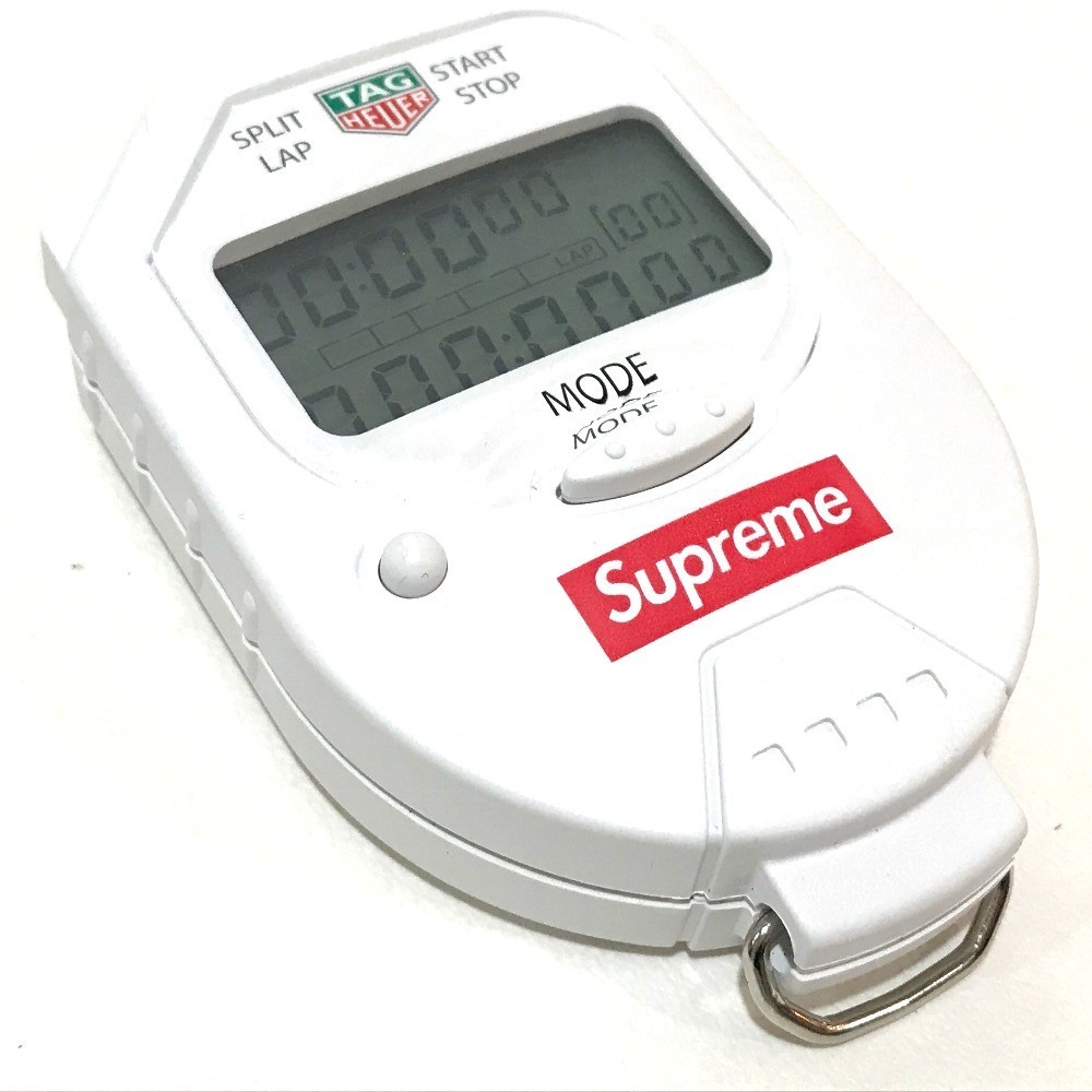  Supreme 18AW Supreme×Tag Heuer collaboration stopwatch clock pocket white 