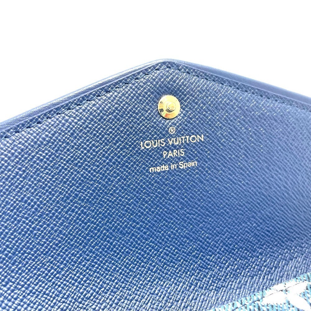 新品 LOUIS VUITTON モノグラムデニム ポルトフォイユ・サラ ブルー ...