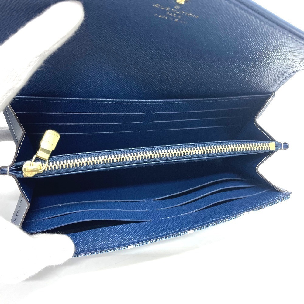 新品 LOUIS VUITTON モノグラムデニム ポルトフォイユ・サラ ブルー ...