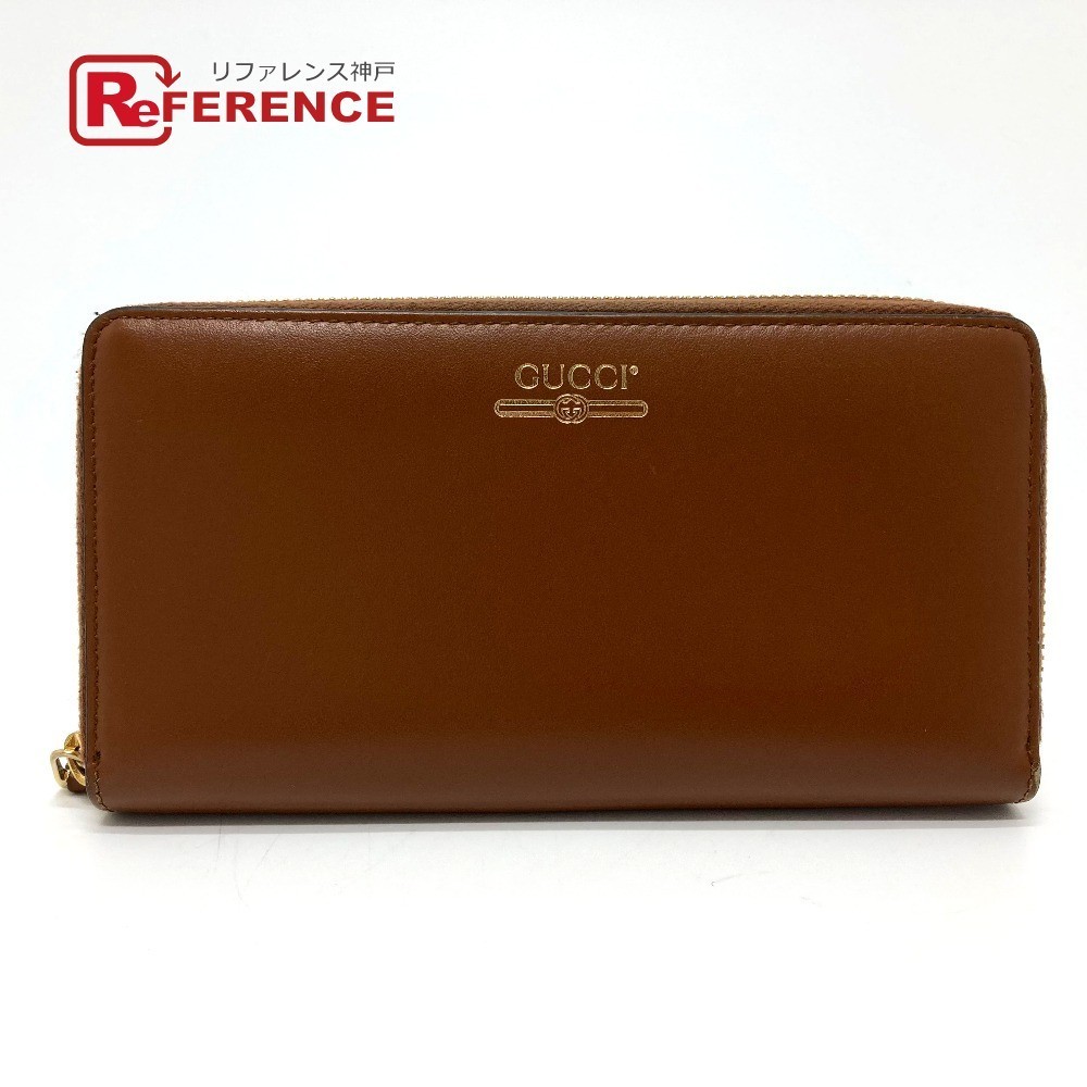 GUCCI グッチ 547591 ロゴプリント ラウンドファスナー 長財布 レザー