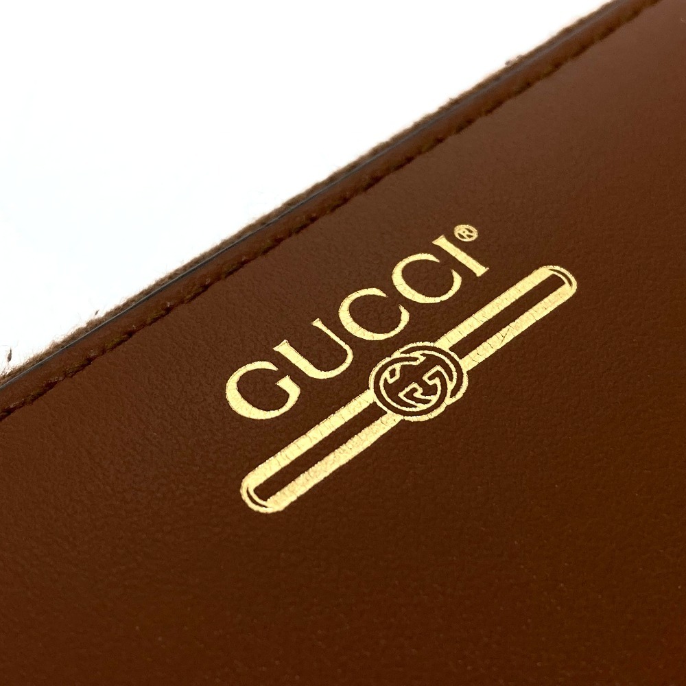 GUCCI グッチ 547591 ロゴプリント ラウンドファスナー 長財布 レザー ユニセックス ブラウン_画像4