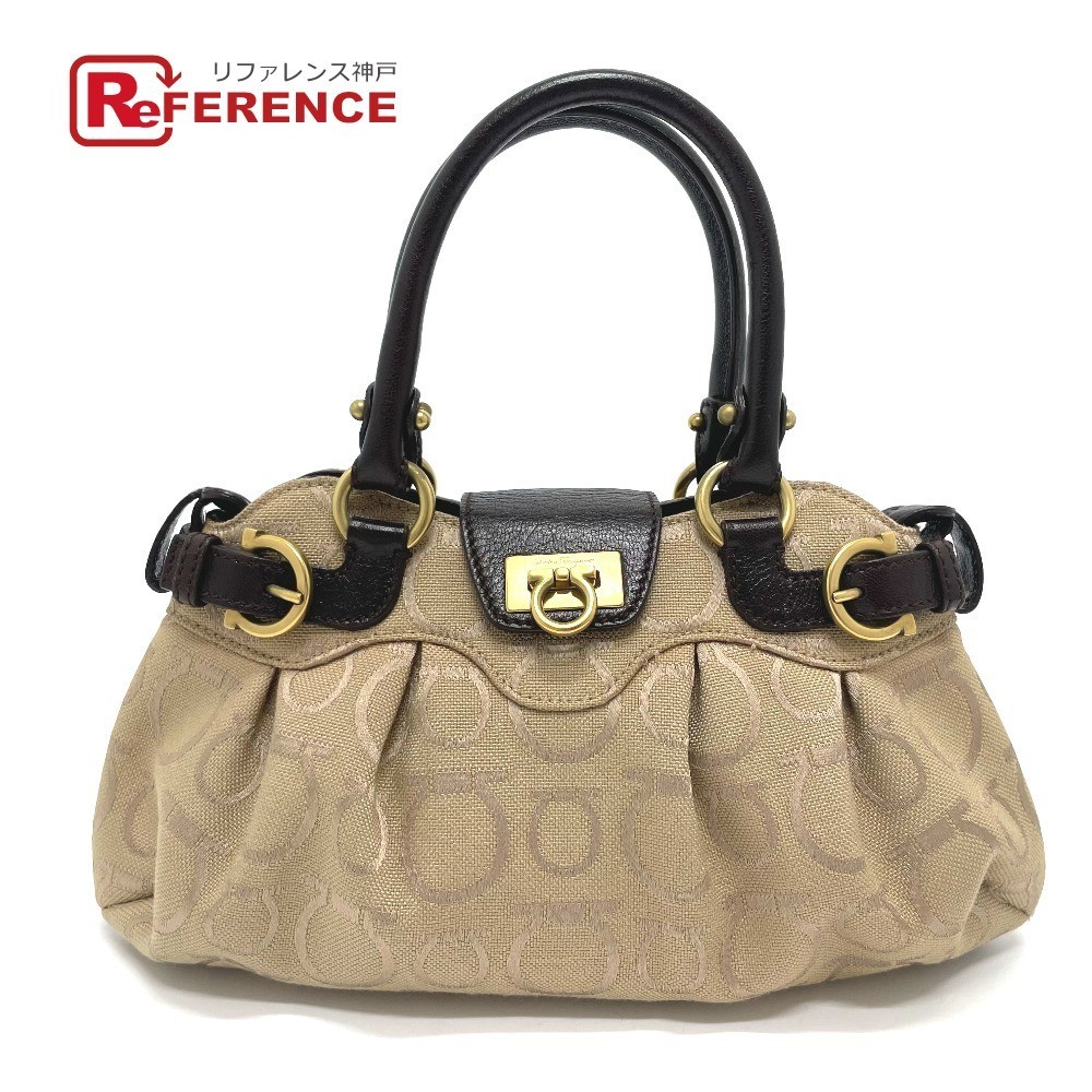 注文割引 Ferragamo フェラガモ ベージュ×ブラウン レディース レザー/キャンバス ハンドバッグ ミニバッグ ガンチーニ かばん、バッグ 注文割引 Ferragamo フェラガモ ベージュ×ブラウン レディース レザー/キャンバス ハンドバッグ ミニバッグ ガンチーニ かばん、バッグ