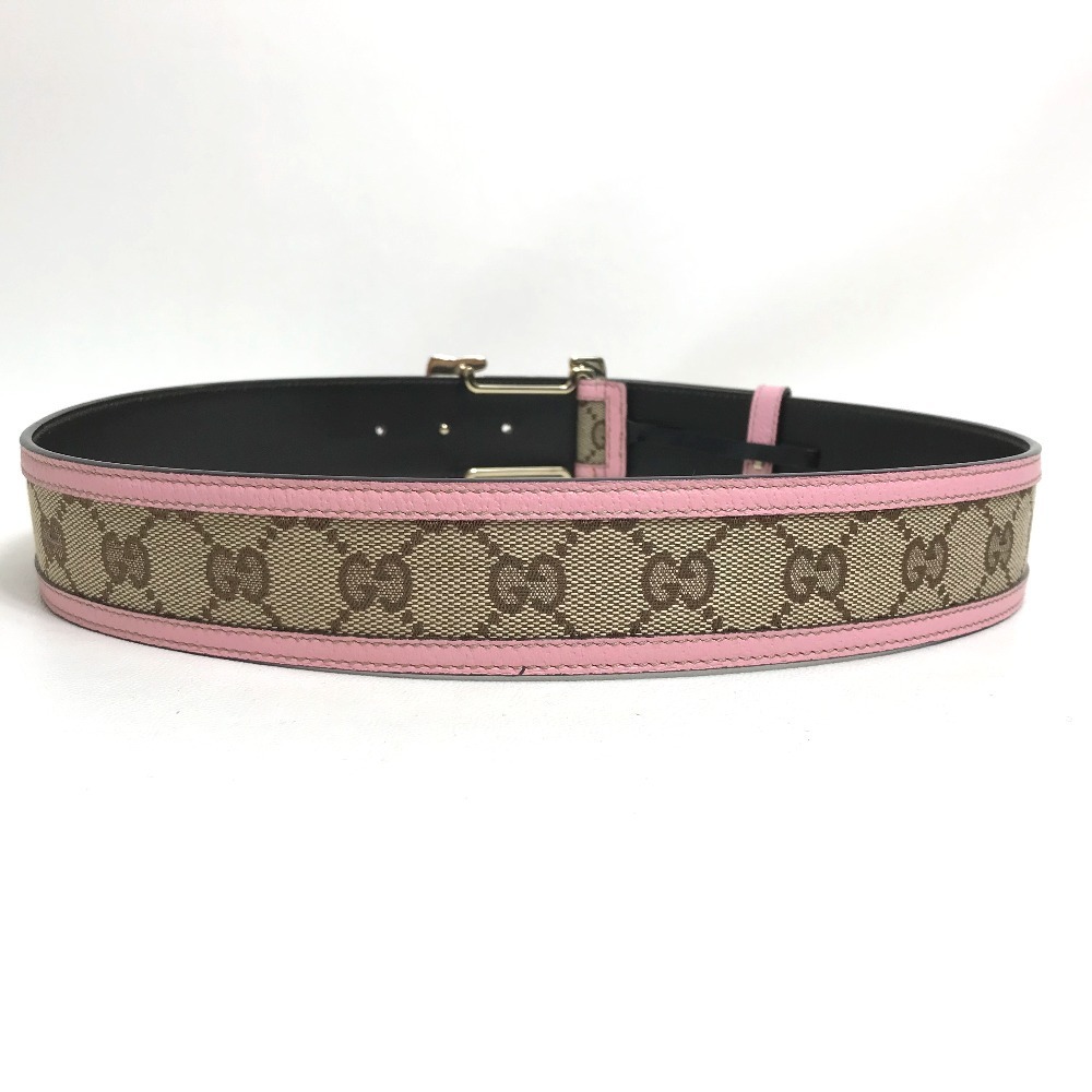 GUCCI Gucci 138455 GG pattern boots motif leather belt leather lady's beige / pink 