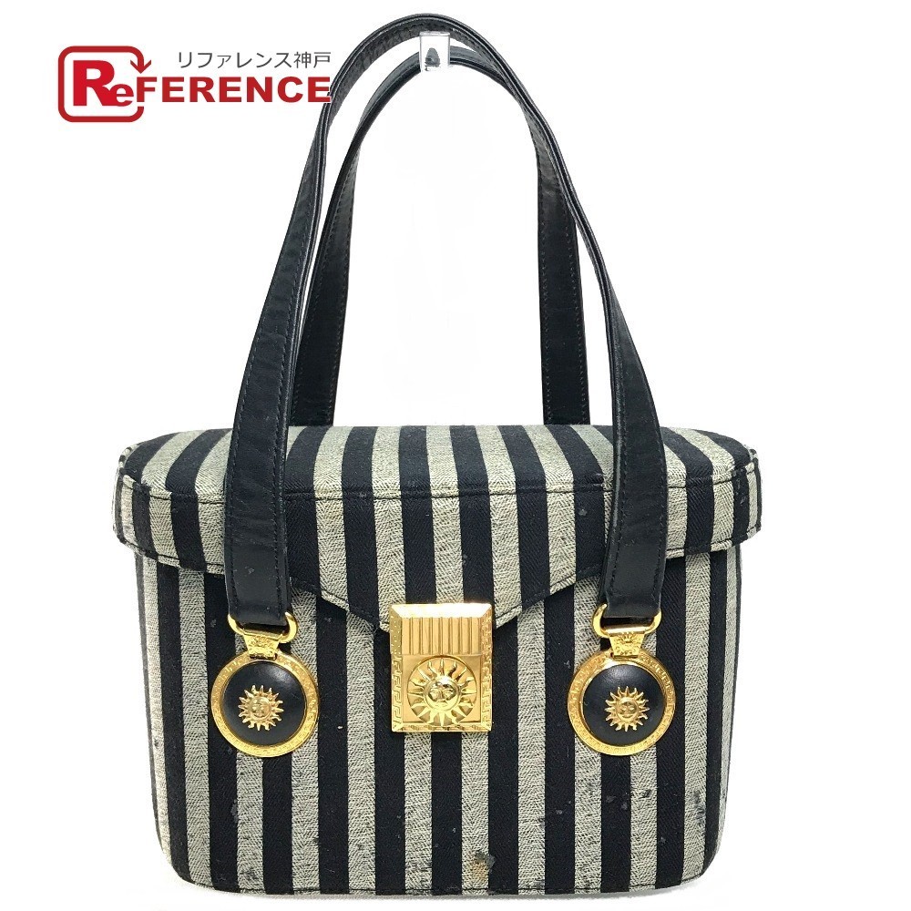 Gianni Versace Gianni * Versace stripe sun Burst sun Logo handbag vanity bag 