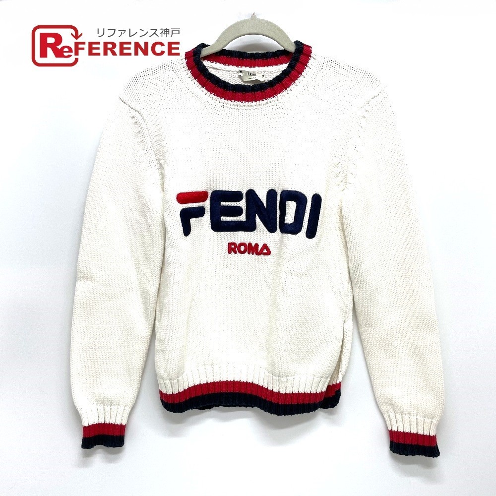 大人気の ロゴ FAE137 フェンディ FENDI プルオーバーニット ホワイト