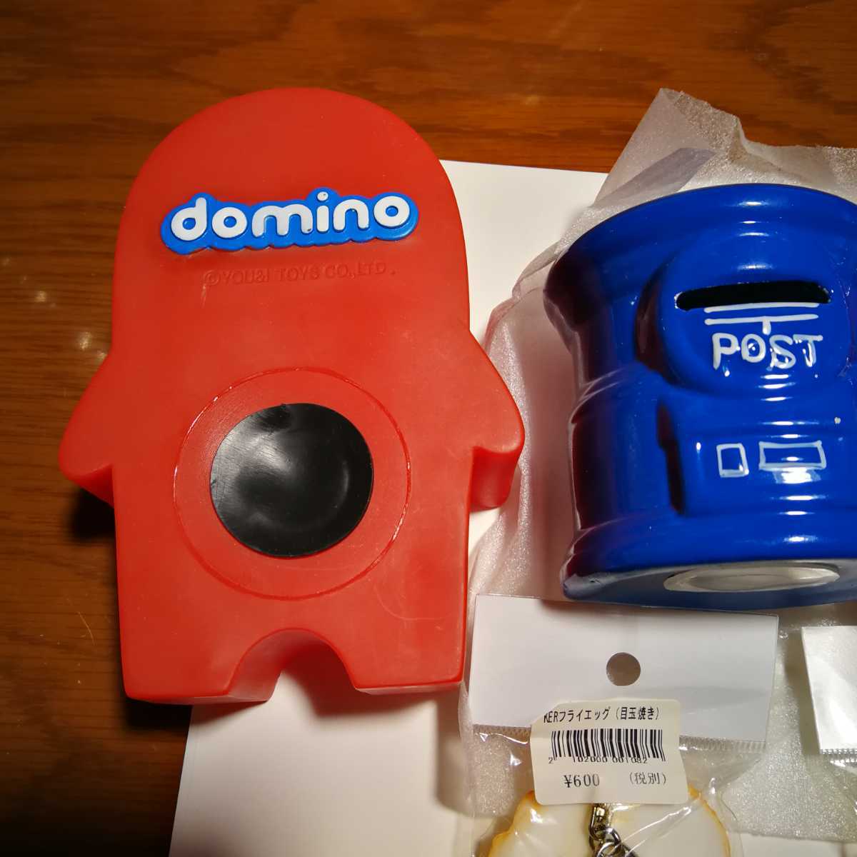 domino A 郵貯ポスト貯金箱　食品サンプル目玉焼き　イチゴ　彩りの塩湯5種類セット_画像3
