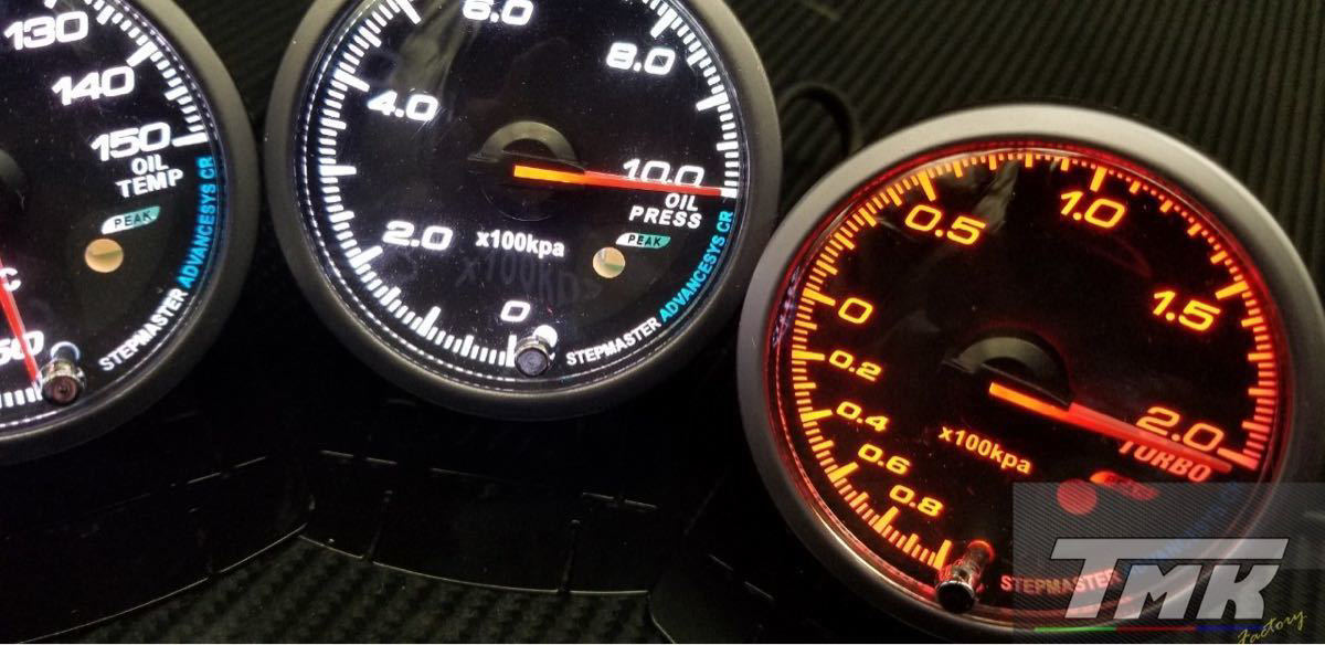 新品 60mm 赤白 4連メーターセット ブースト計 水温計 油温計 油圧計
