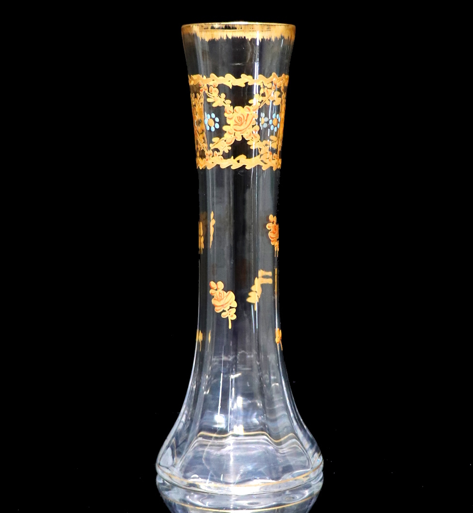オールド・バカラ (BACCARAT) 1900年頃 金彩 エナメル彩 花瓶 花器 壺