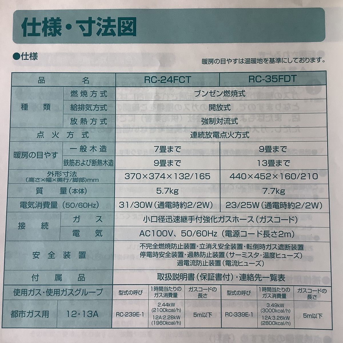 東邦ガス ガスファンヒーター RC35FDT 都市ガス用13A 東邦ガス ガスファンヒーター RC35FDT 都市ガス用13A