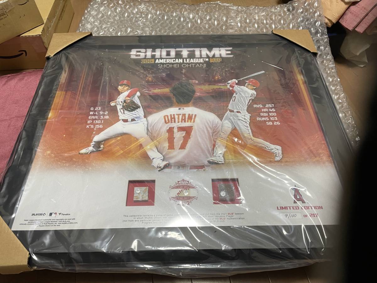 大谷翔平 2021ア・リーグMVP フォトフレーム 公式戦実使用球の断片入り