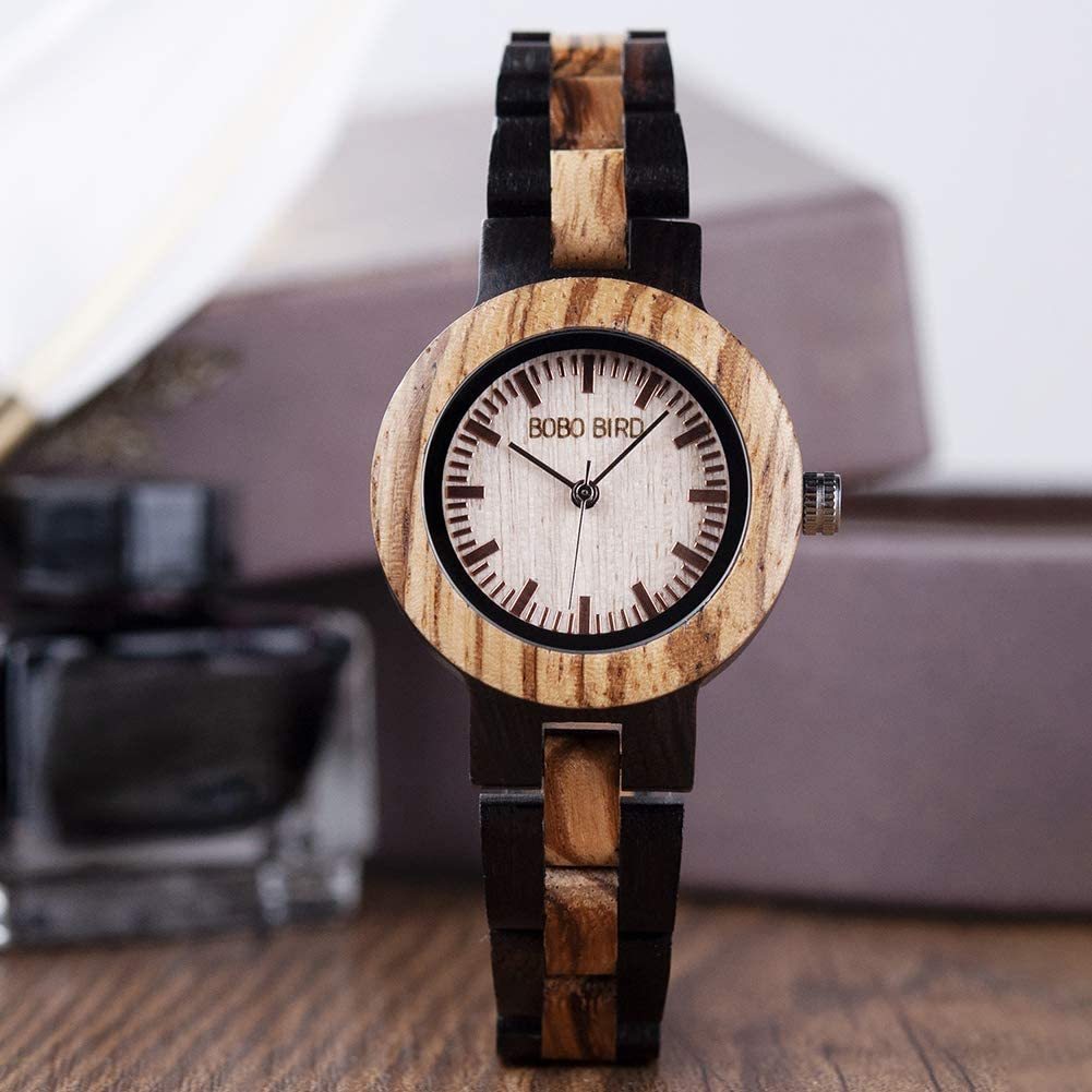 温かみのある 木製腕時計 ブラウン 日本製 クオーツ レディース 天然木