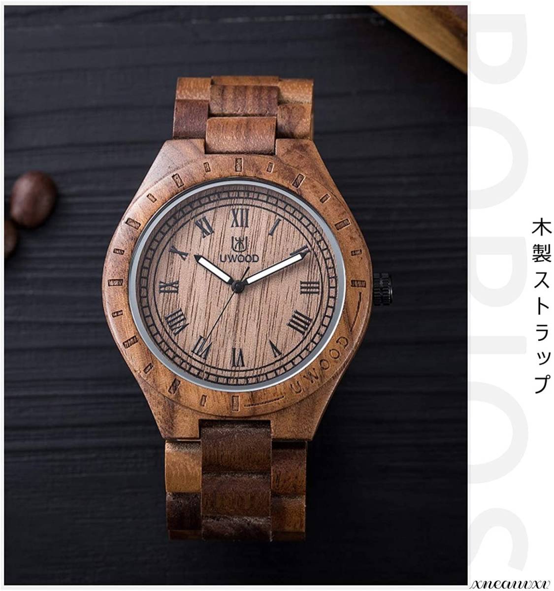 アンティーク風 木製腕時計 ブラウン 日本製 クオーツ メンズ 天然木 木製 ウォッチ カジュアル ウッド モダン 男性 腕時計 プレゼント