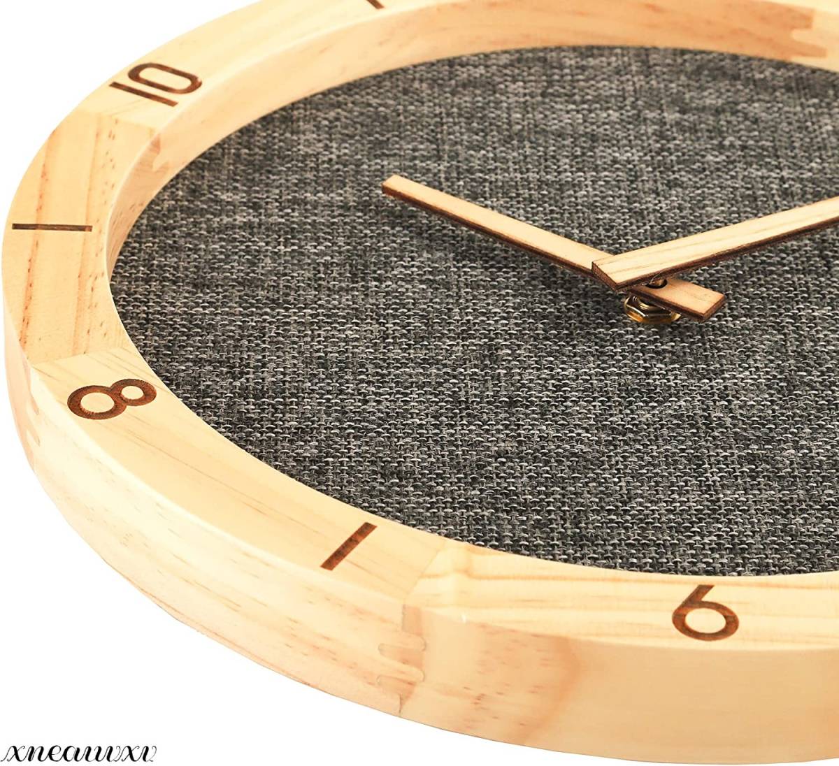 木製フレームの 壁掛け時計 グレー リネン 木材 インテリア 壁掛け モダン かわいい おしゃれ 雑貨 クラシック 時計 ウォール クロック