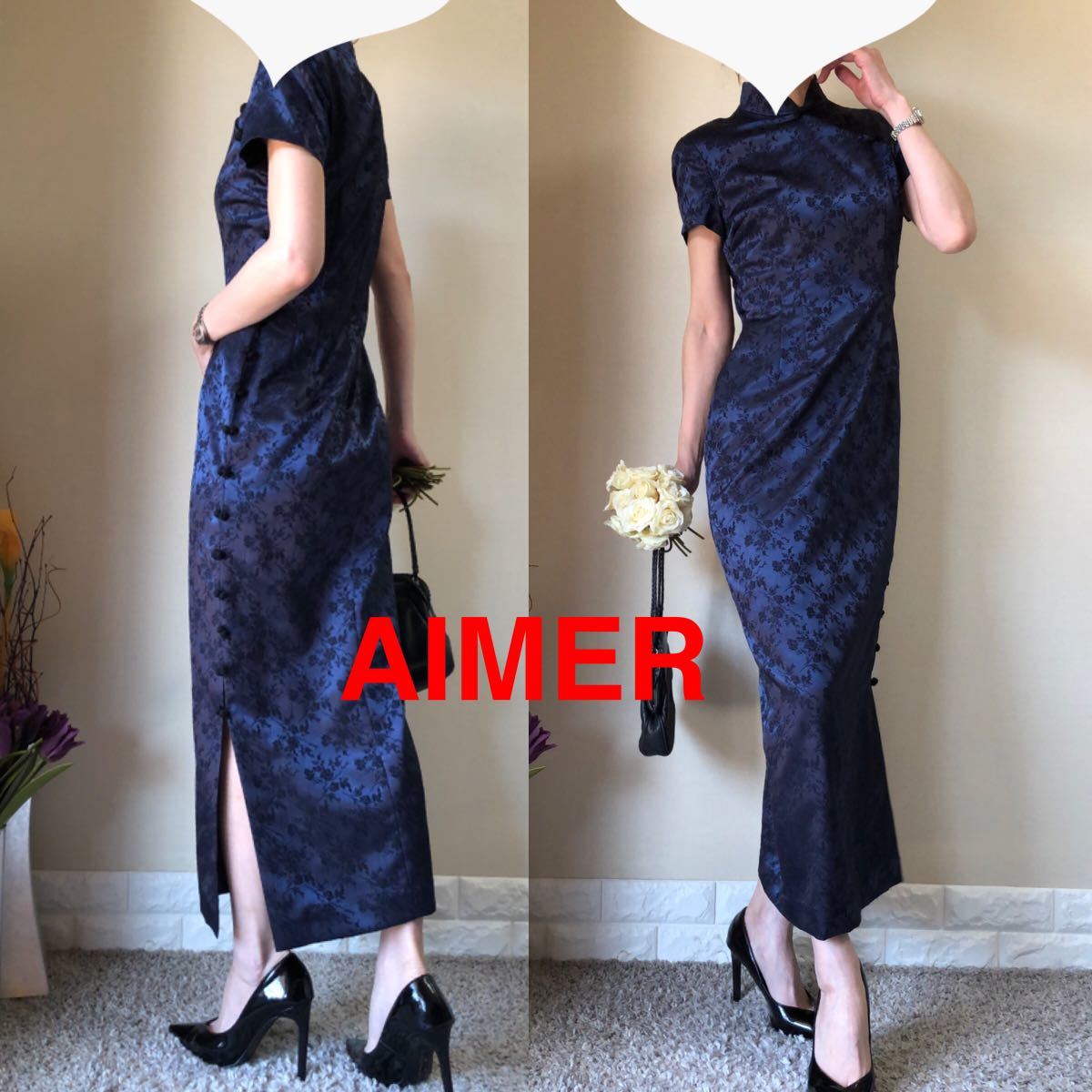 美品!レア!AIMER エメ チャイナドレス フォーマルワンピース 9号 SM