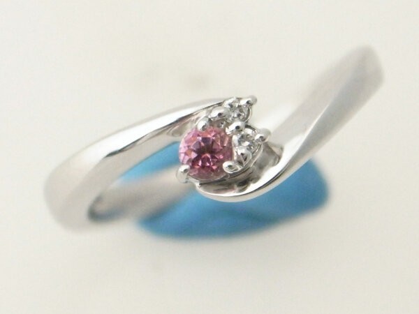 4℃ K18 ピンク系色石 リング 指輪-