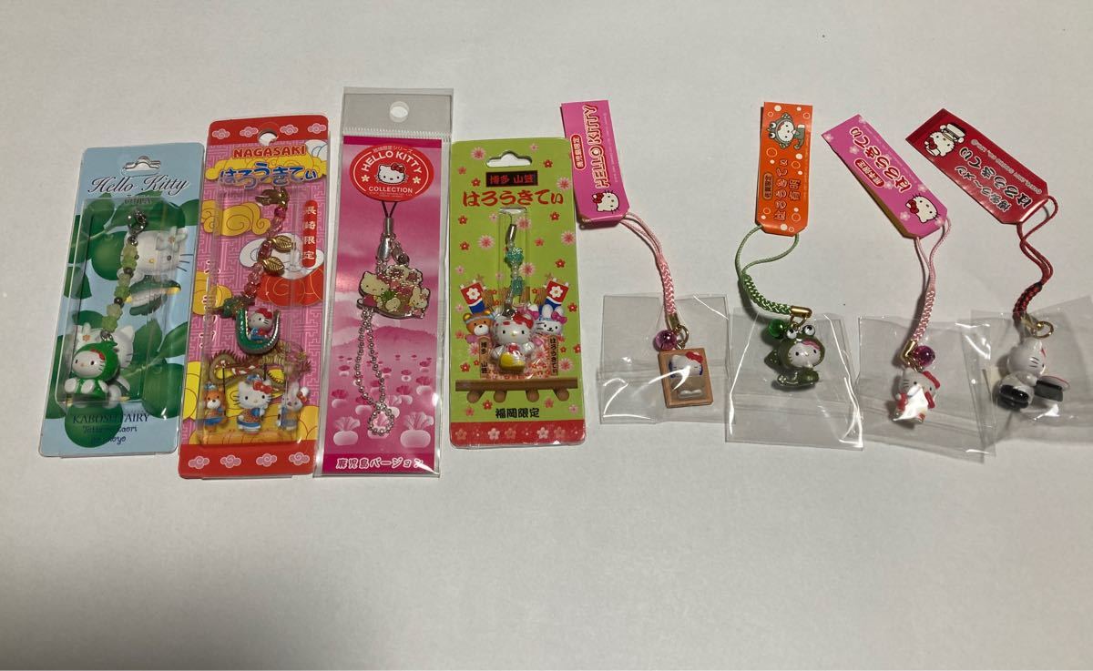 ハローキティ ご当地限定 九州 ストラップ 根付 グッズ 8点【未 ハローキティ ご当地限定 九州 ストラップ 根付 グッズ 8点【未