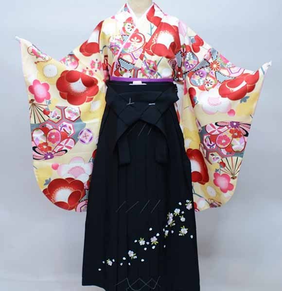 二尺袖 着物 袴フルセット ジュニア用へ直し 135cm～150cm バニラ色 袴
