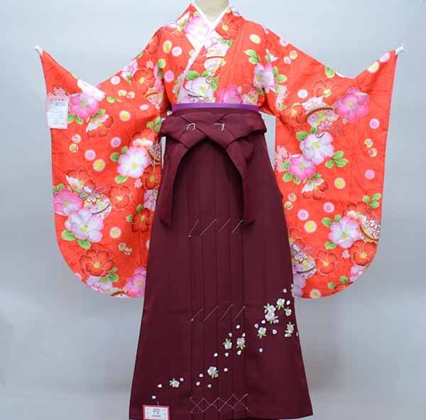  2 сяку рукав кимоно hakama полный комплект Junior для . исправление 135cm~150cm 100 цветок ... цвет hakama модификация возможность церемония окончания новый товар ( АО ) дешево рисовое поле магазин NO36795