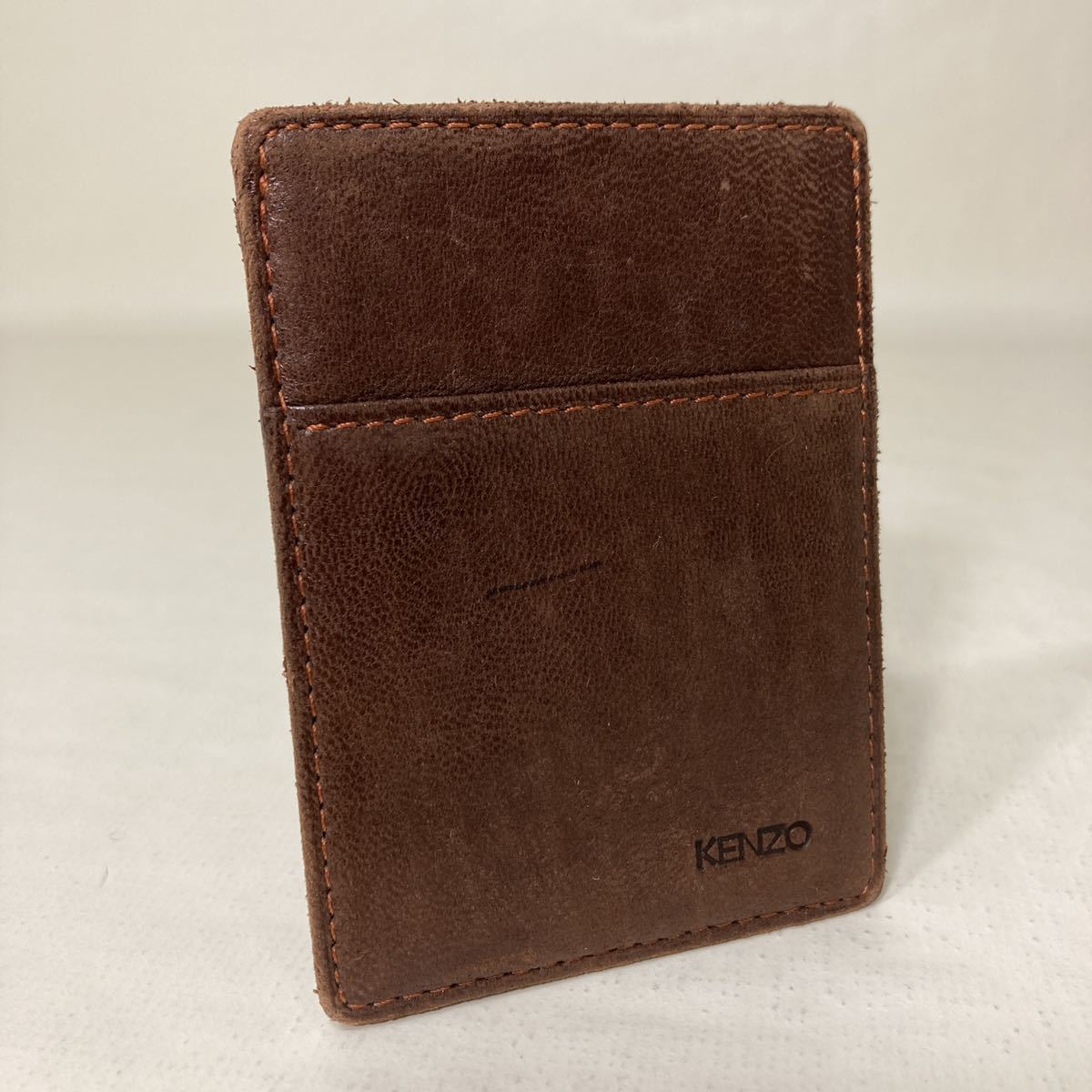 ネコポス KENZO ケンゾー レザー 定期入れ ブラウン 茶色 カードケース