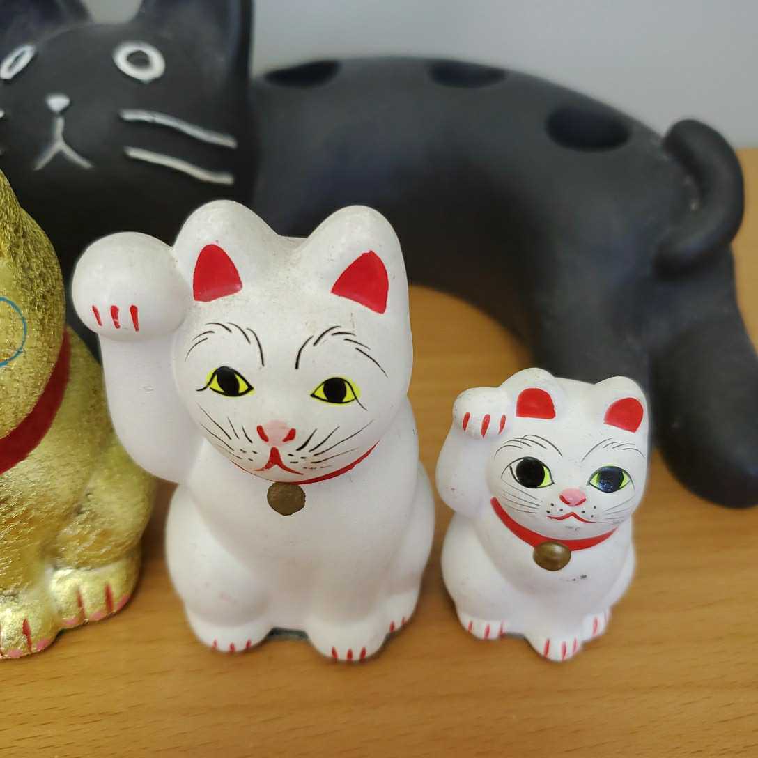 アンティーク 陶器 招き猫 シーサー 貯金箱 商売繁盛 招福 縁起物 置物 