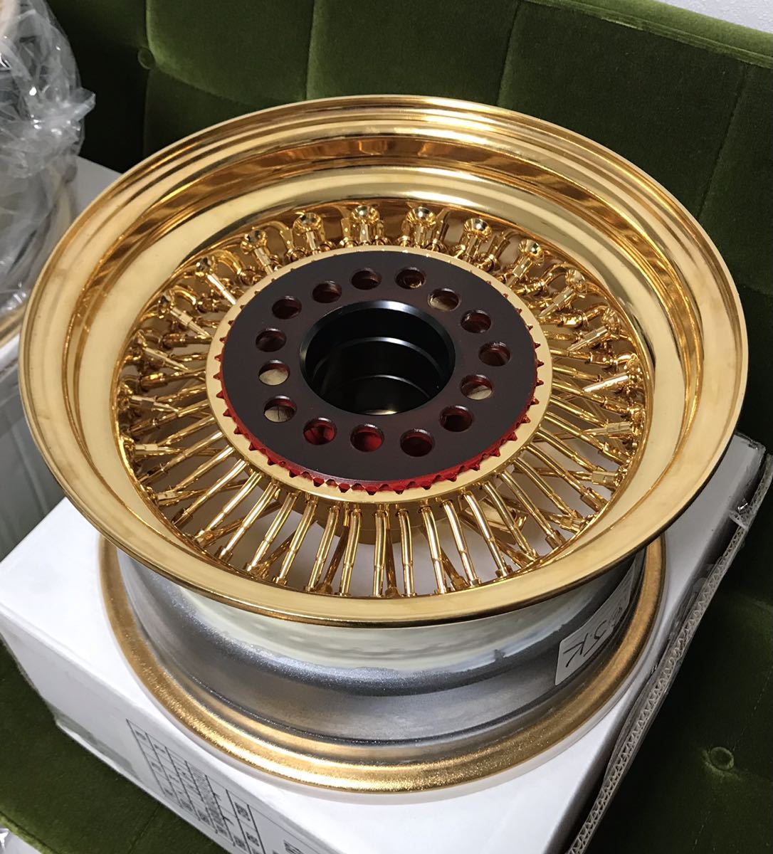  new goods OG wire wheel 24kt all Gold 13 -inch 7J Rebirth 72 spoke 4ps.@SET Lowrider Impala Cadillac Monte Carlo 