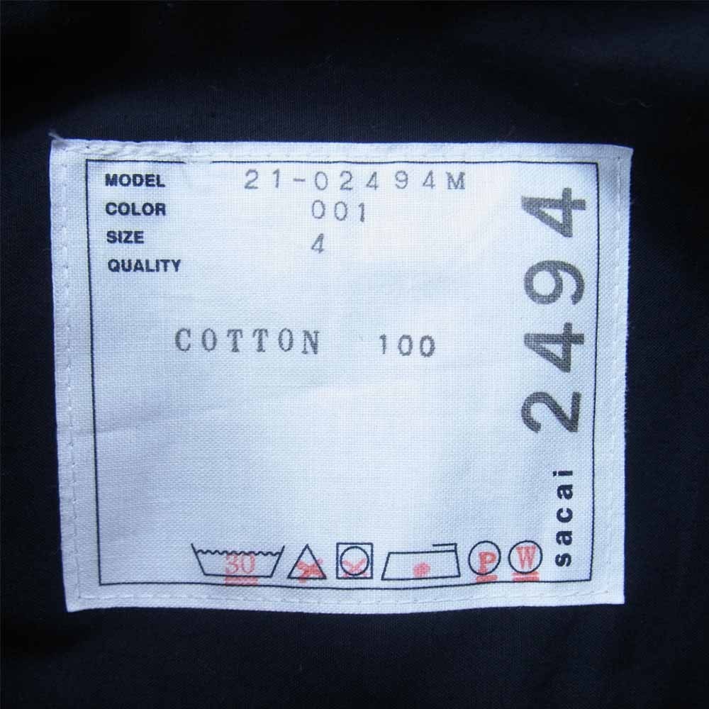 Sacai サカイ 21SS 21-02494M Cotton Poplin Shirt コットン ポプリン