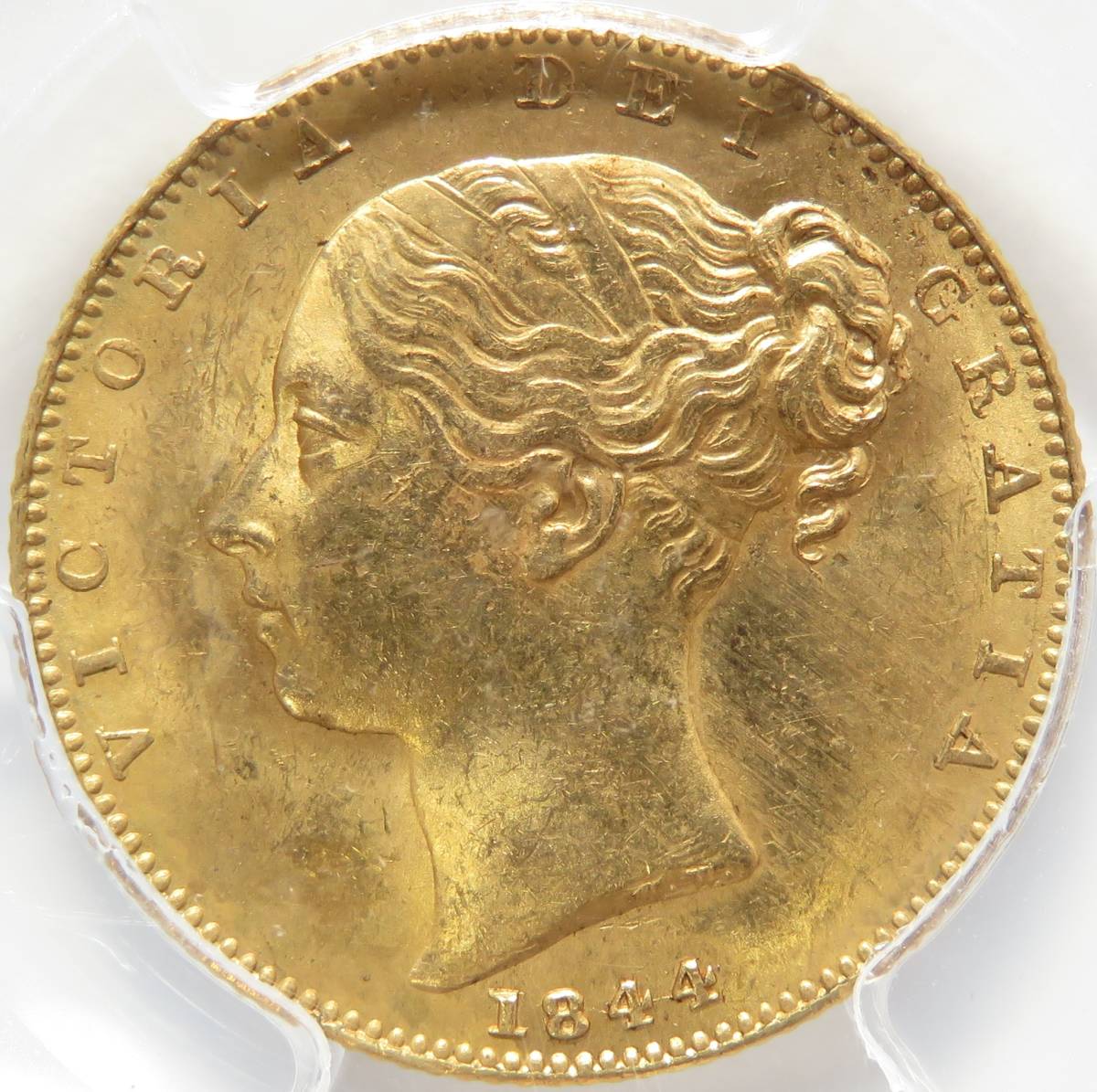 1844年 MS64 ソブリン 金貨 ヴィクトリア女王 イギリス 英国 PCGS 鑑定 
