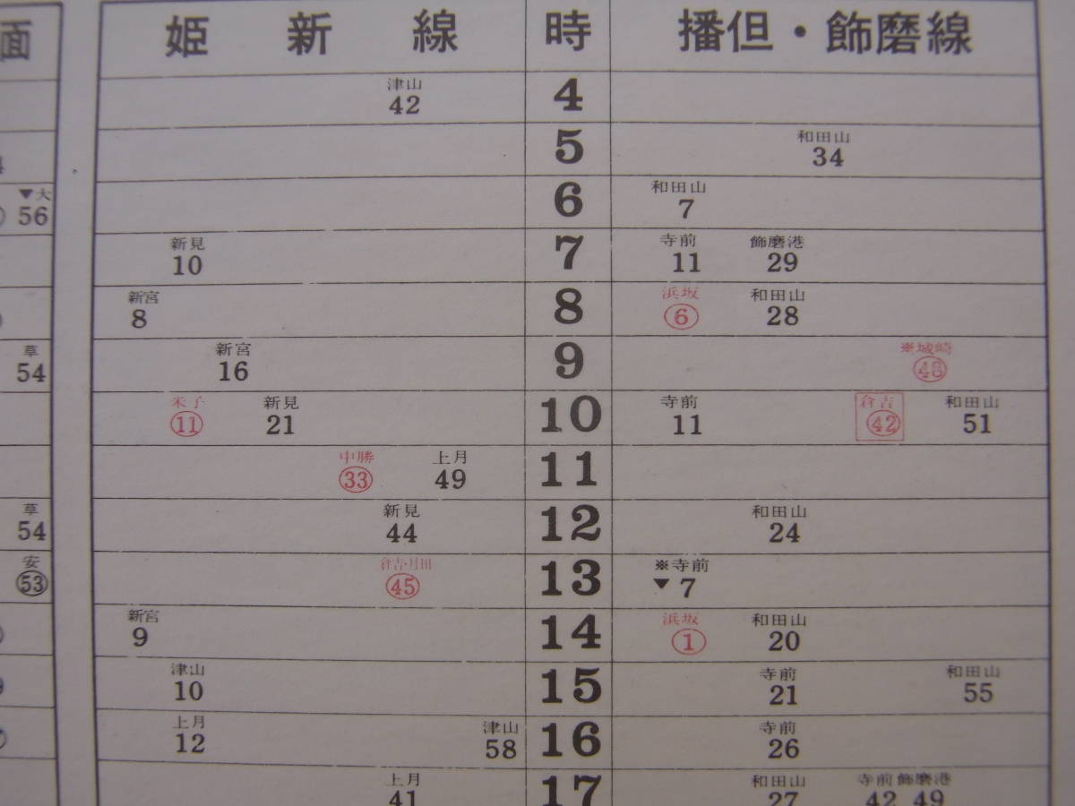 姫新線・播但線・山陽本線　姫路駅電車時刻表　　昭和４８年１０月１日改正_画像3