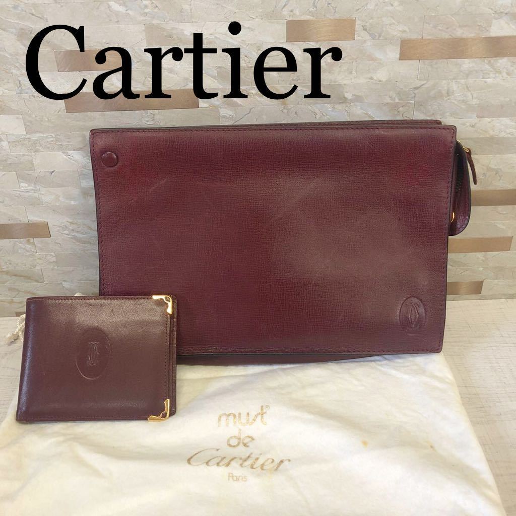 ヤフオク! - カルティエ Cartier クラッチバッグ、財布セット袋付...