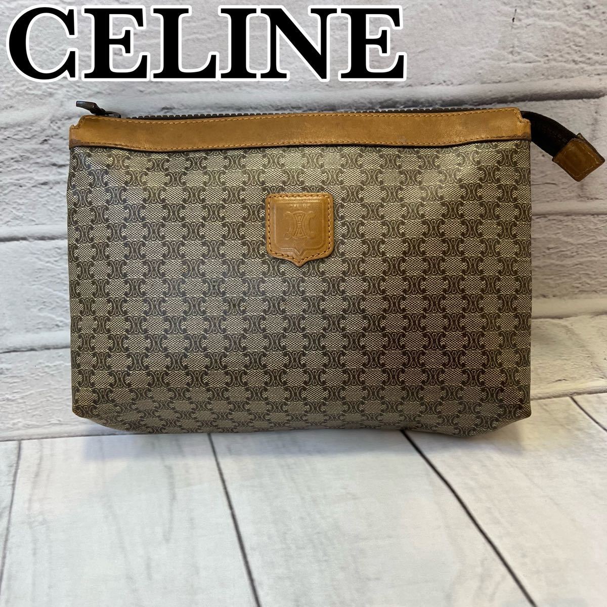 美品　CELINE 　マカダム柄　クラッチバッグ　ハンドバッグ　オールドセリーヌ