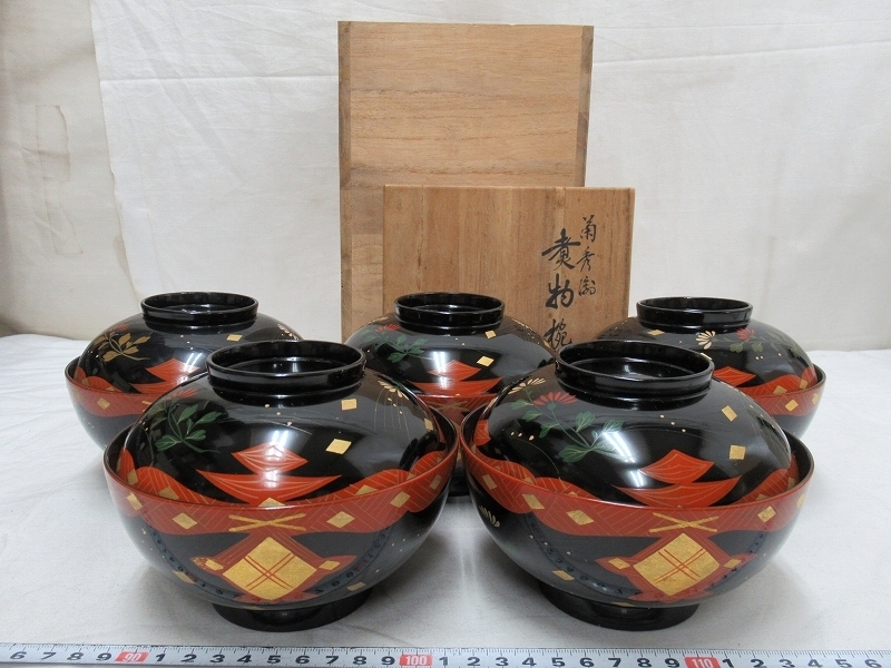 春夏新作モデル B16536 2箱:真作 五 吸物椀 楓蒔絵 漆画夜桜 平安堂 個数限定販売 B16536 平安堂 2箱:真作 五 吸物椀 楓蒔絵 漆画夜桜 漆芸